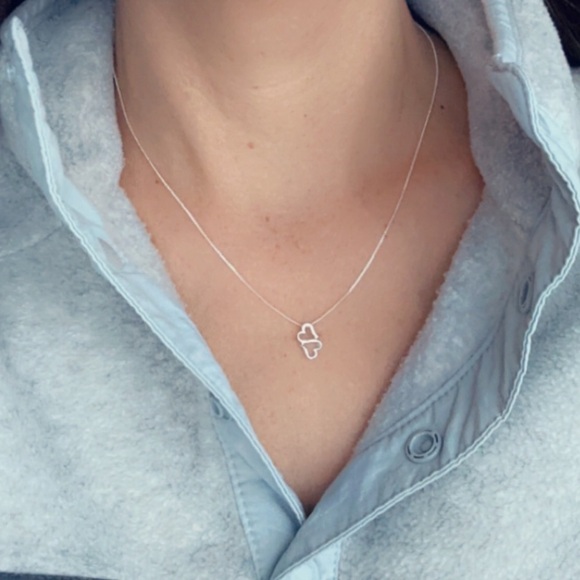 Sterling Silver Double Heart Necklace - Picture 5 of 12